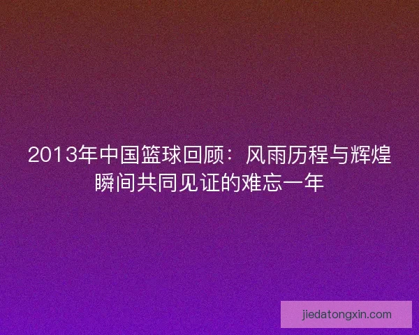 2013年中国篮球回顾：风雨历程与辉煌瞬间共同见证的难忘一年
